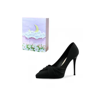 ROBINHOOD Refined Purple Moon Galaxy Box, Elegance Of A Mature Lady Slim Heel High Heels Women's Black