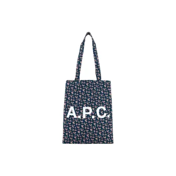 A.P.C Canvas Tote Bag, Shopping Bag, Shoulder Bag Women's Blue & Pink