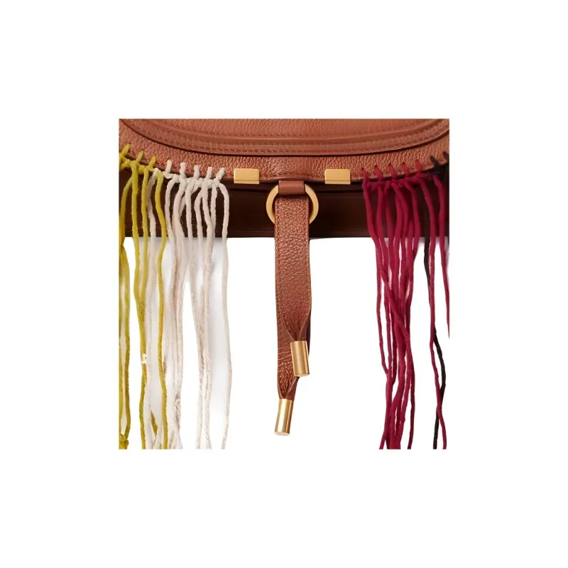 Chloe Marcie Grain Cow Leather Shoulder Bag, Crossbody Bag, Handbag Medium Size Women's Brown-3