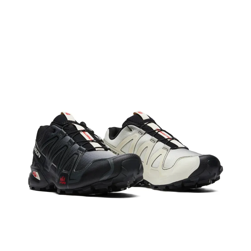 SALOMON Speedcross 3 Abrasion Resistant Coverage Impact Resistant Low Top Athletic Shoes Unisex Black Vanilla Fire Red-4
