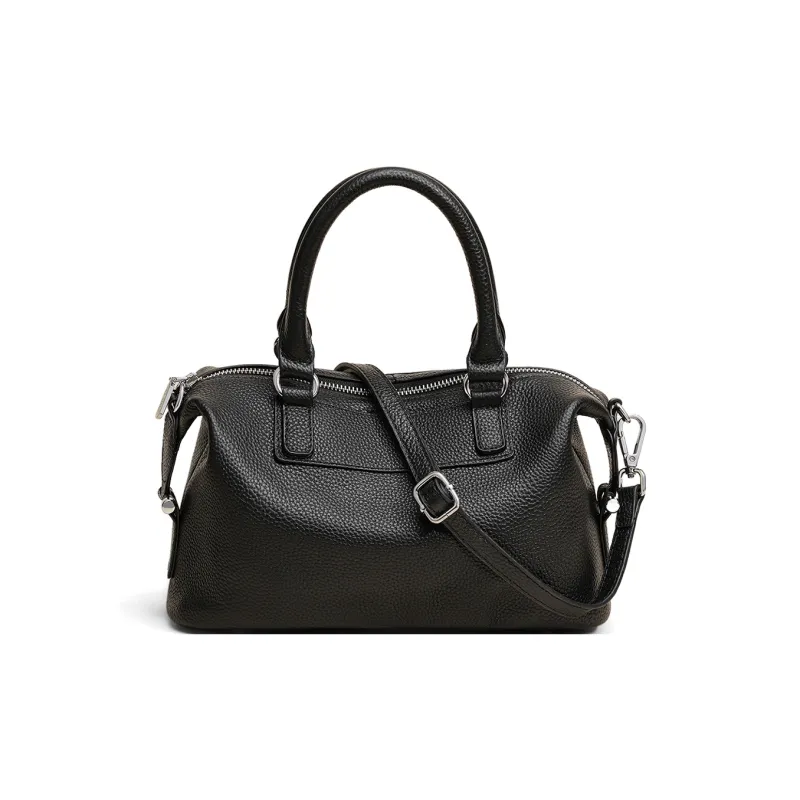 COMELY Cow Leather Handbag Boston Pillow Bag Shoulder Bag, Crossbody Bag Regular Women's Black-1