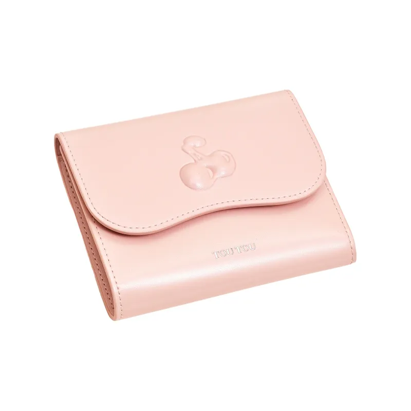 TOUTOU Cow Leather Wallet Women's Cherry Red/Strawberry Pink-7