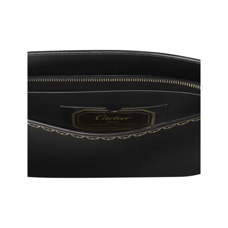 CARTIER GUIRLANDE Calfskin Coin Purse, Clutch Medium Size Women's Black-4