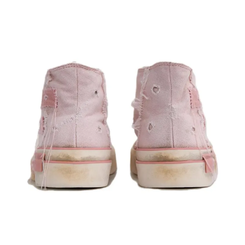 ARTICLE NO. Distressed Shoes High Top Canvas Shoes Unisex Pink-3