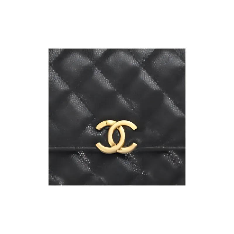 CHANEL Grain Embossed Caviar Cow Leather Chain Clutch, Shoulder Bag, Crossbody Bag Women's Black-4