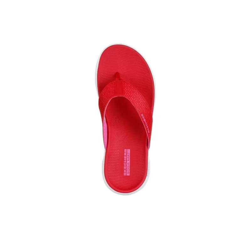 Skechers Go Walk Fle Slip Resistant Flip Flops Women's Red-4