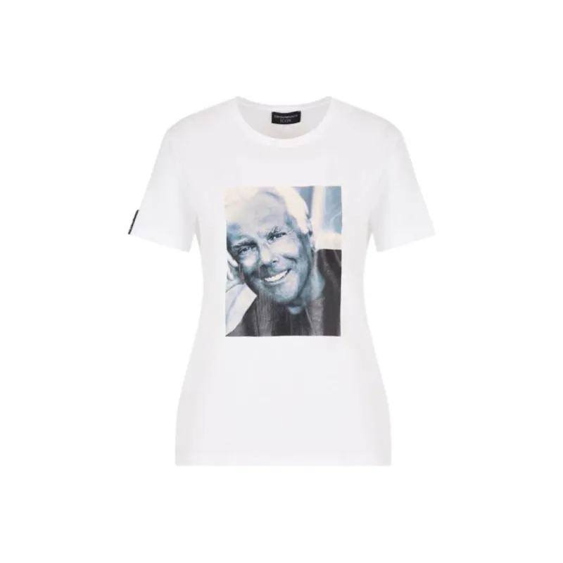 EMPORIO ARMANI Icon Supima Jersey T shirt With Mr Armani Photographic Print-0