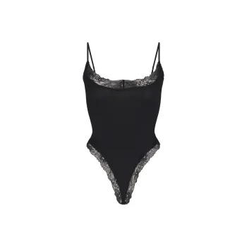 SKIMS COTTON LACE CAMI BODYSUIT Jumpsuit Women's ONYX/Onyx