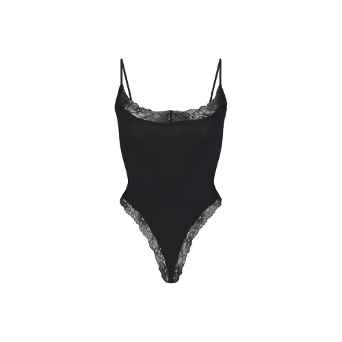 SKIMS COTTON LACE CAMI BODYSUIT Jumpsuit Women's ONYX/Onyx