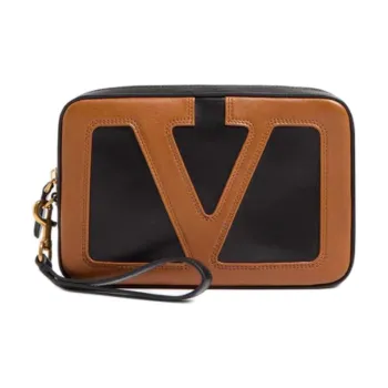 Valentino Sheepskin Clutch Men's Black & Brown