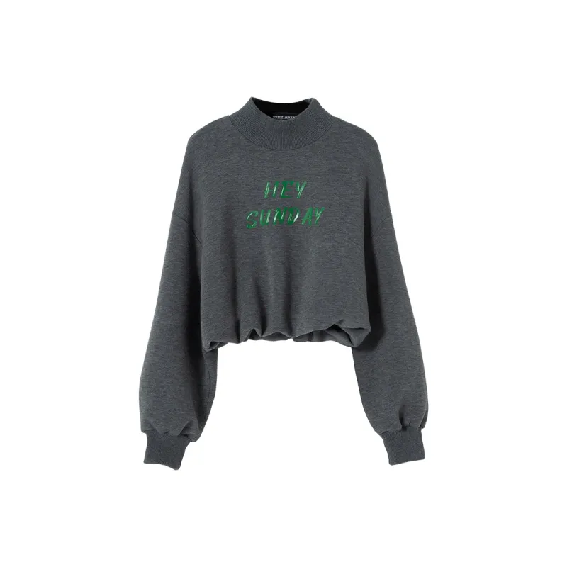SOON FLOWER Spring And Autumn Sweatshirt Women's Gray-0
