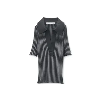Alexander Wang Cropped Ribbed Polo Shirt
