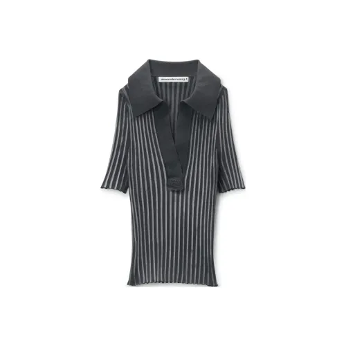 Alexander Wang Cropped Ribbed Polo Shirt