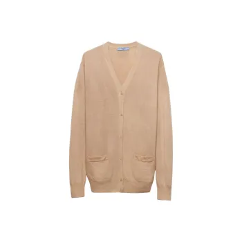PRADA Triangle Logo V Neck Cardigan