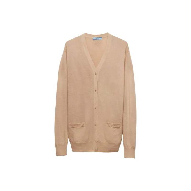 PRADA Triangle Logo V Neck Cardigan-0