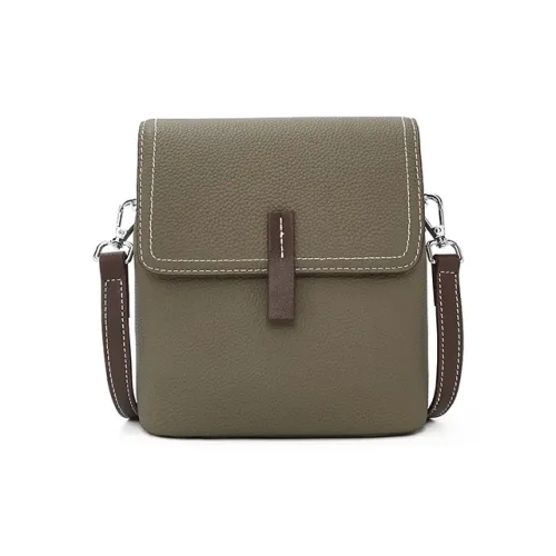 Old Man's Head Cow Leather Shoulder Bag Women's Elephant Gray/Ecru/Black