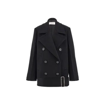 Ferragamo Double Breasted Buckle Detailed Peacoat