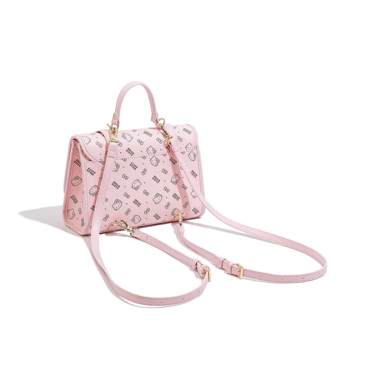 MESUCA ×Sanrio Collaboration Kitty Series PU Backpack Women's Pink/Brown/Milk Tea-3