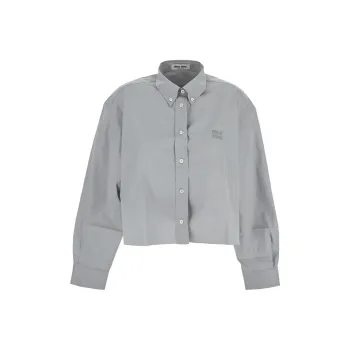 MIU MIU Logo Embroidered Buttoned Shirt