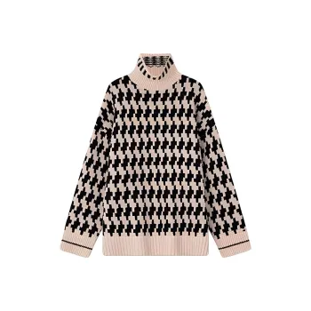 Tommy Hilfiger Knitwear Women's Black White Houndstooth Pattern