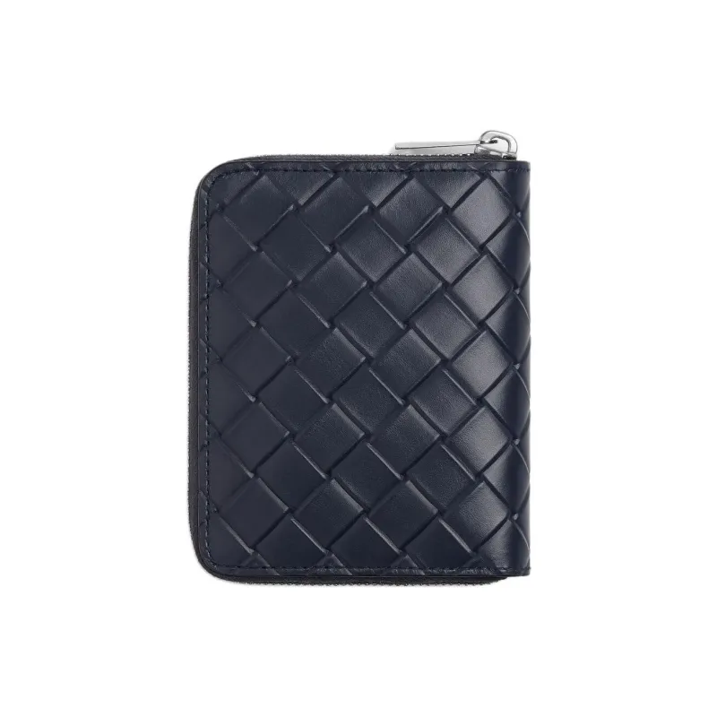 Bottega Veneta Intrecciato Cow Leather Wallet Men's Dark Blue-1