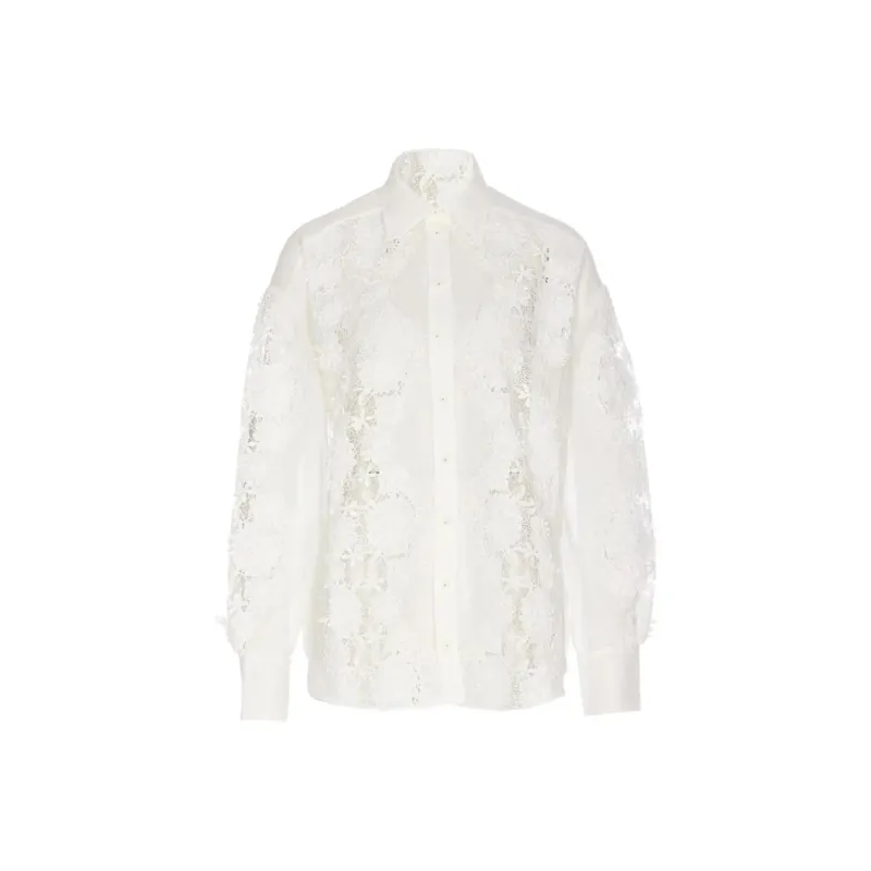 Zimmermann Halliday Lace Flower Long Sleeve Shirt-0