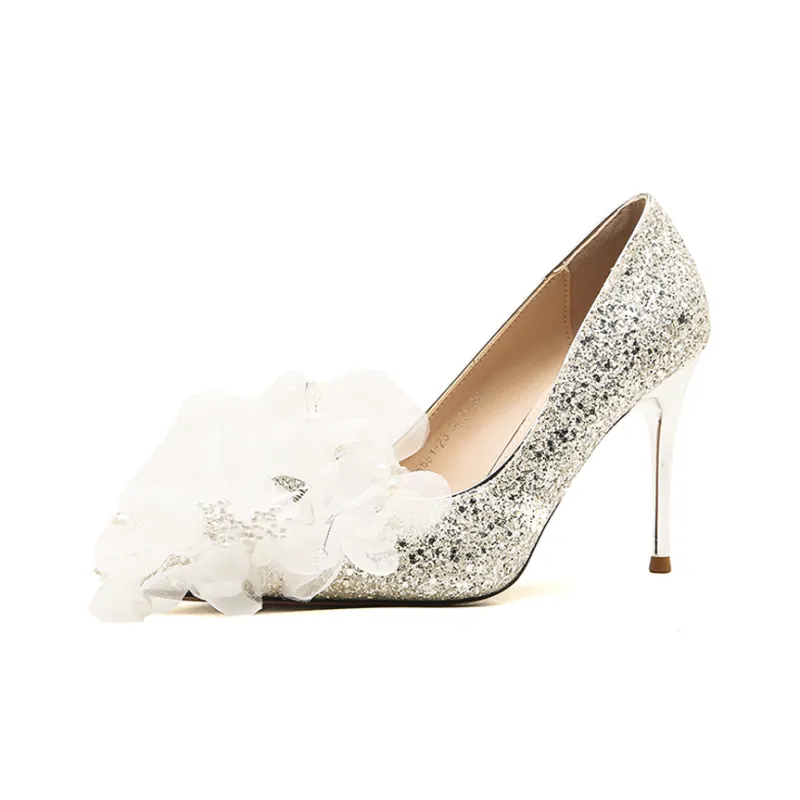 KATHRYN WILSON Slim Heel High Heels 6.5cm Women's Water Silver-2