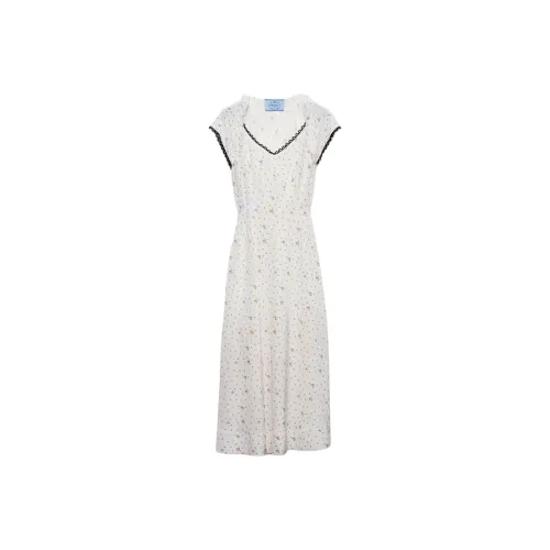 PRADA Short Sleeved Dress Women's White