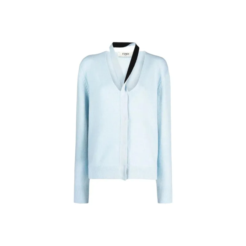 FENDI V neck Knitted Cardigan-0