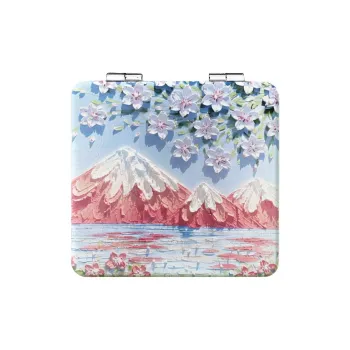 MENGNI Hand Drawn Color Oil Painting Make Up Mirrors Portable Pocket Foldable Double Sided Mirror