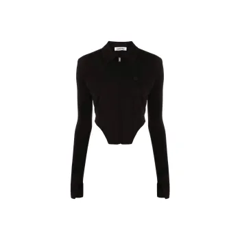 AMBUSH Zip Up Cropped Top 'Black/White'
