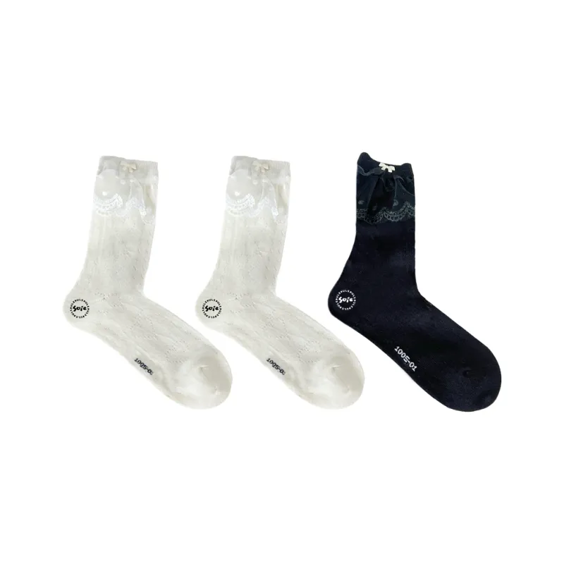 SOIE Mid Calf Socks Women's Combo Set-15