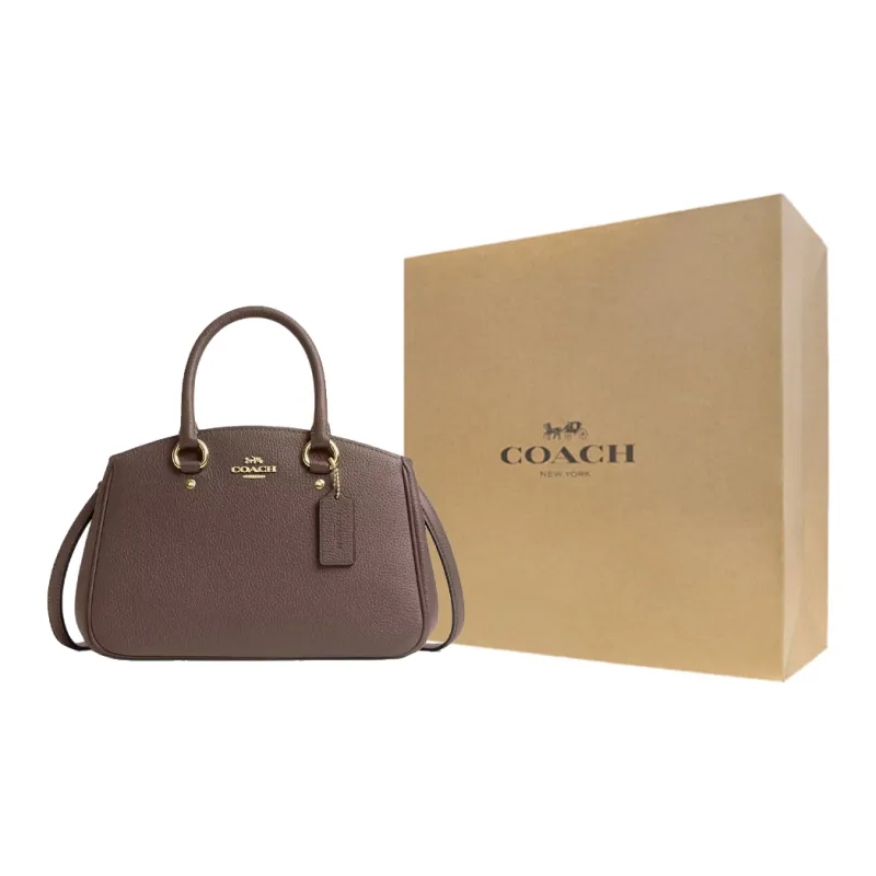 COACH Leather One Shoulder Handbag Trumpets Women's Brown-9