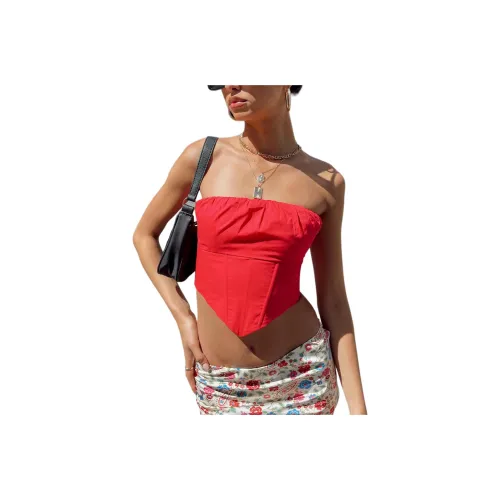 PRINCESS POLLY BAD GAL BUSTIER Strapless Top Women's Red/Red