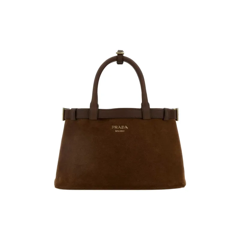 PRADA Suede Shoulder Bag, Crossbody Bag, Handbag Women's Brown-0