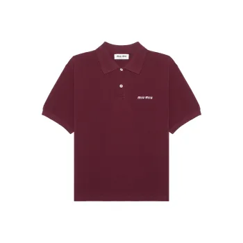 MIU MIU Logo Embroidered Short Sleeved Polo Shirt