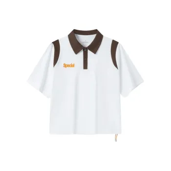 XTEP Polo Shirt Women's Pearl White/Coffee Brown