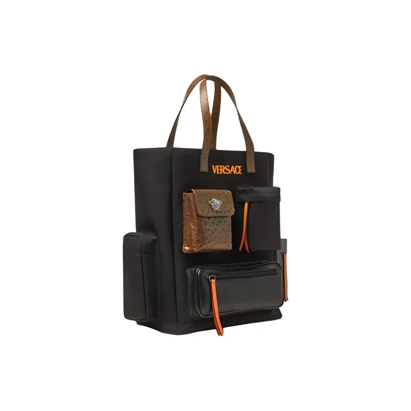 FANSIZHE VERSACE Cow Leather Tote Handbag Men's Black-1