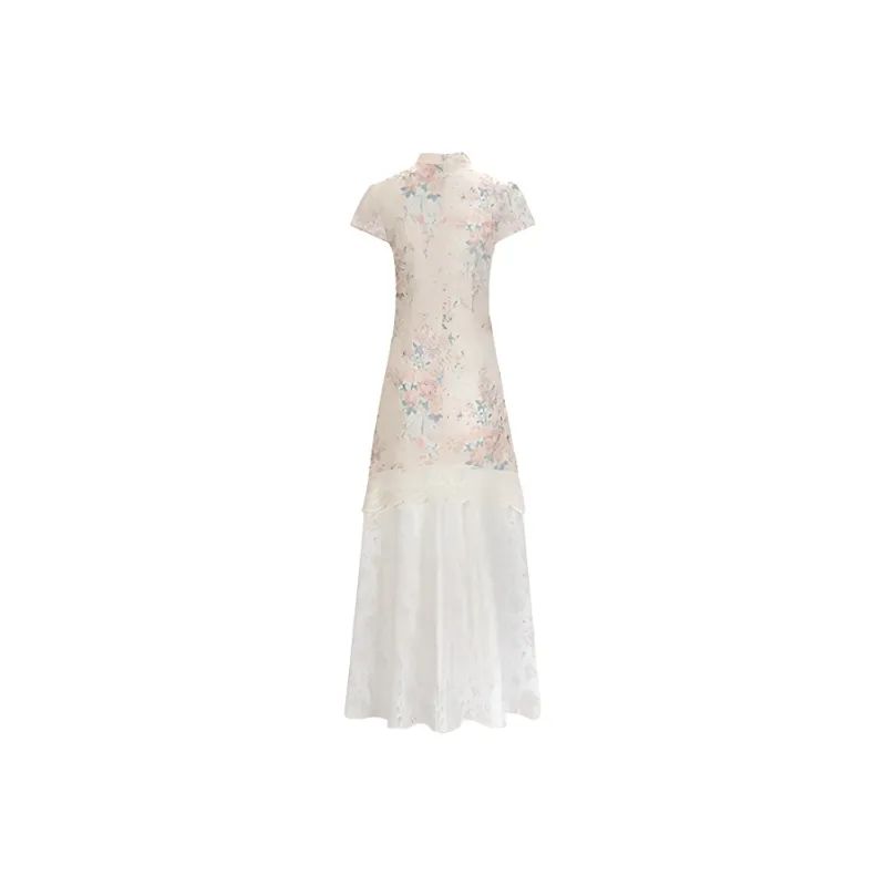 COVT Short Sleeved Dress Women's Chinese Style Floral Dress-1