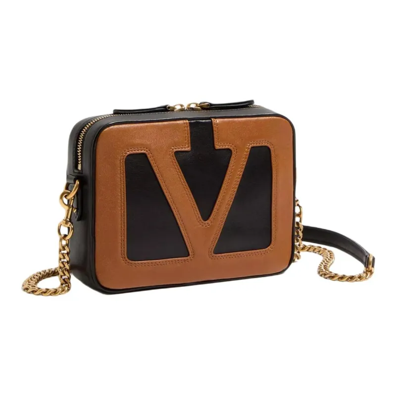 Valentino Nappa Leather Crossbody Bag, Shoulder Bag Men's Black & Brown-1