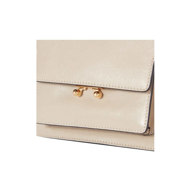 MARNI Trunk Cow Leather Shoulder Bag, Crossbody Bag, Trunk Bag Small Size Women's Light Camel Sand Dune-5