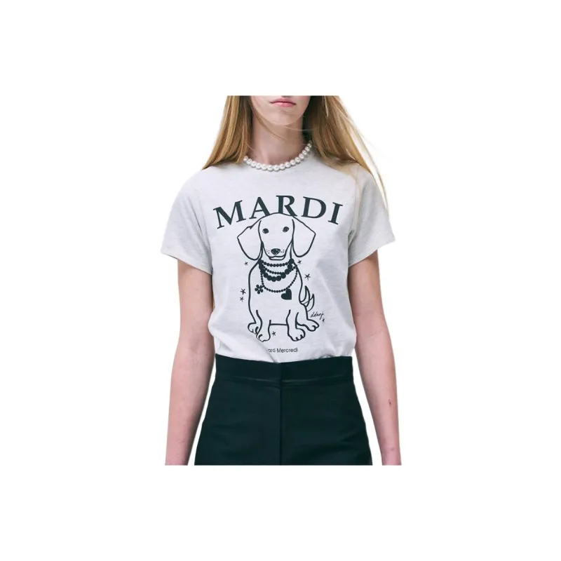MARDI MERCREDI T-Shirt Women's Oat Black Korean Style-0