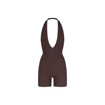 SKIMS SOFT LOUNGE DEEP PLUNGE HALTER ONESIE Bodysuits Women's Phoenix/Pheonix Color