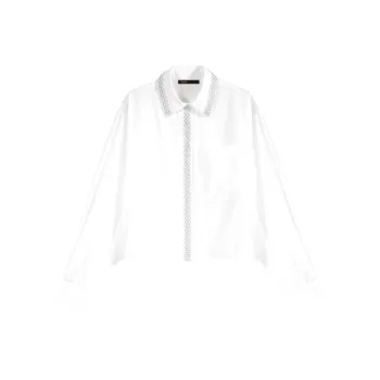 Maje Beaded collar Cropped Shirt