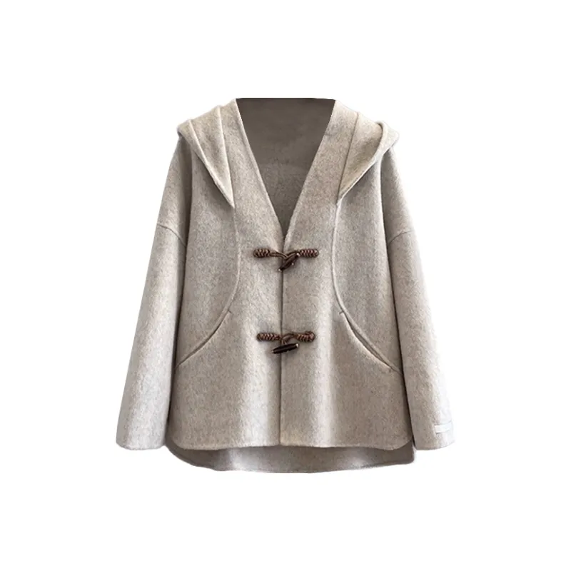 PAZZO Petite Loose Fit Versatile Woolen Coat Women's Oat-0