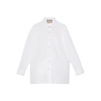 GUCCI Cotton Shirt With GUCCI Embroidery White