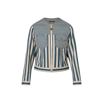 LOUIS VUITTON Mixed Stripes Utility Jacket Jackets Coats Women's Blue