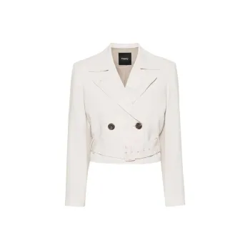 THEORY Double-Breasted Belted Cropped Coat