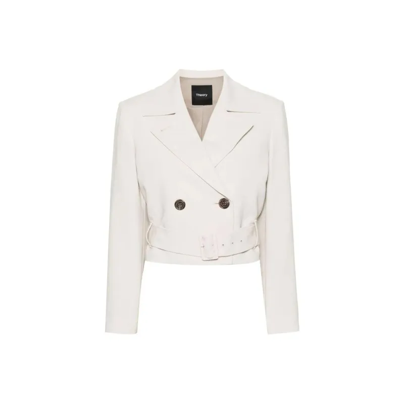 THEORY Double-Breasted Belted Cropped Coat-0