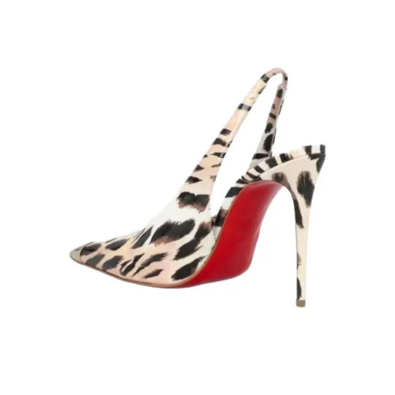 Christian Louboutin 100mm Katissima Leopard print Slingback Pumps-3